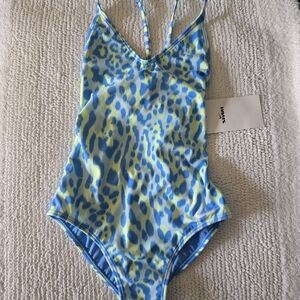 Nike Girl's One Piece Swimsuit - Blue and Yellow